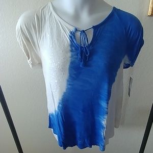 NWT INC Blue and White Summer Top Size XL